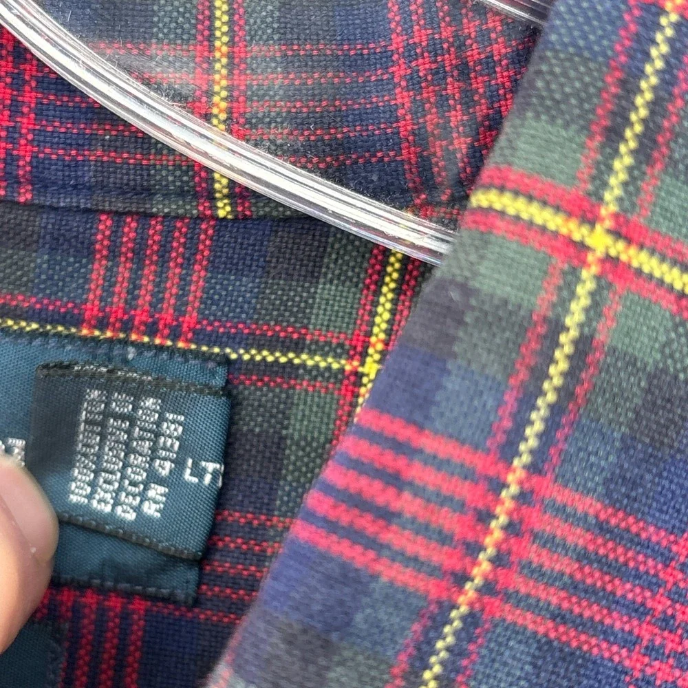 Ralph Lauren Shirt Mens XL Plaid Red Button Down Tartan Oxford Vintage Polo‎